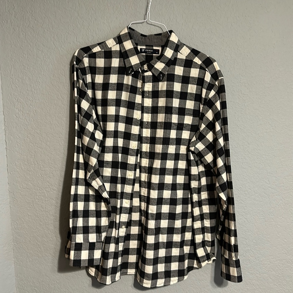 Daniel Cremieux Long-Sleeve Button Down Shirt, Size XL, Black/Cream